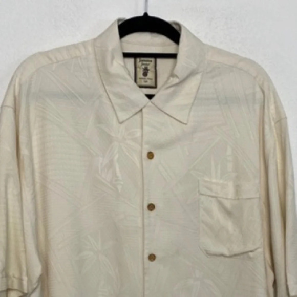 Jamaica Jaxx Cream Hawaiian Silk Tropical Short Sleeve Button Down Shirt Size XL - Picture 3 of 9